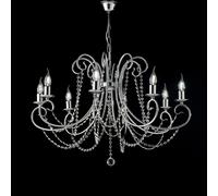 Lampadario Shabby Chic Magda Metallo E Cristallo Cromo E Cristallo 8 Luci E14
