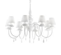Lampadario Shabby Chic-Provenzale Blanche Metallo Bianco 8 Luci E14