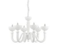 Lampadario Shabby Chic-Provenzale Bon Bon Metallo Bianco 6 Luci