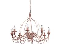 Corte lampadario 8 luci metallo modellato finitura ruggine