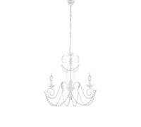 Lampadario in ferro laccato bianco con decorazione effetto shabby chic e strass in cristallo 3 luci