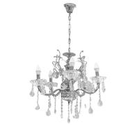 Lampadario soffitto 5 bracci a sospensione con catena gocce pendenti lampada A12