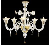 Lampadario soffitto in Vetro di Murano originale Fatto a mano in Italia 5 Led