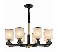 Lampadario soffitto, Modern 6-Light Large Chandelier with Frosted Glass Shades, Adjustable Chain, Metal Hanging Ceiling Light V-intage Pendant Light for Kitchen Living Room Bedroom Restaurant