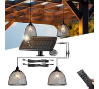 Lampadario solare Boho Outdoor Rattan Gazebo Luce a sospensione Impermeabile Lampada a sospensione USB Alimentato con Timer dimmerabile Telecomando Camping Home Decor Boho Lampada in rattan