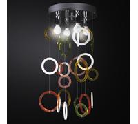 lampadario sospensione 4 luci Ø30 con specchio modello cerchi plexiglass moderno