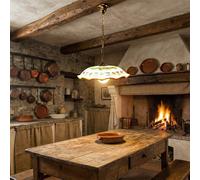 LAMPADARIO SOSPENSIONE CATENA CLASSICO CERAMICA SICILIANA DECORATA MARTINA/40