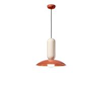 Lampadario Vintage Decò Pau Ceramica Arancio Pokè E Crema 1 Luce E27