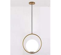 Lampadario sospensione cerchio con sfera E27 30cm oro argento lucido pendente moderno led minimal (Oro)