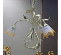 LAMPADARIO sospensione CLASSICO ferro battuto 3L vetri MURANO camera da letto