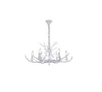 Lampadario sospensione corna cervo in resina 6 luci E14 pendente rustico country
