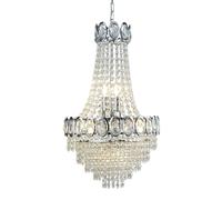 Lampadario Sospensione Cristallo Ø 38 CM H: Max. 128 CM Cromo Trasparente 6x E14