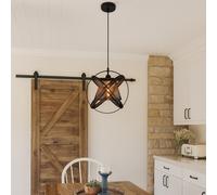 Lampadario sospensione da soffitto con paralume a tre anelli in metallo nero E27