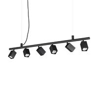 DYNAMITE SOSPENSIONE CON 6 FARETTI ORIENTABILI QUADRATI ATTACCO GU10 LAMPADINE INCLUSE NERO