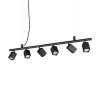DYNAMITE SOSPENSIONE CON 6 FARETTI ORIENTABILI QUADRATI ATTACCO GU10 LAMPADINE INCLUSE NERO
