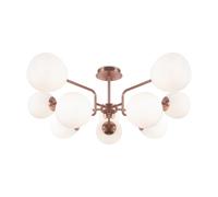 Lampadario Sospensione Erich Metallo Oro Rosa 10 Luci E Diffusori Bianchi