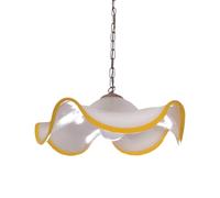 Lampadario sospensione in vetro di Murano bianco giallo vintage classico 1 luce