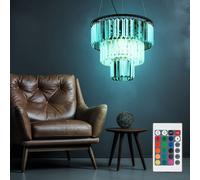 Lampadario Sospensione Lampada di Cristallo RGB LED Telecomando Regolabile Vetro [EEK: F]