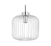 Relaxdays Lampadario a Sospensione, Paralume in Metallo, Design Aperto, HxD: 145x29 cm, Attacco E27, Cucina, Argentato
