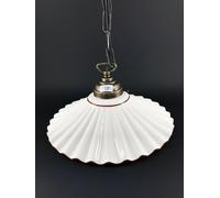 Lampadario sospensione ottone ceramica bianca e marrone rustico country 30 cm