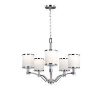Lampadario Contemporaneo Prospect Park Acciaio Nichel Cromo Vetro 5 Luci E27