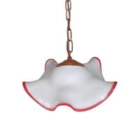 Lampadario sospensione vetro Di Murano bianco bordo rosso vintage Classico Luce