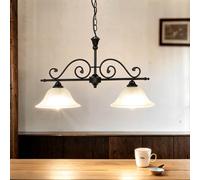 Lampadario Sospeso Bianco Nero E27 Rustico Metallo Vetro