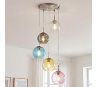 Lampadario Sospeso Colori Ø 50 Cm H: Max. 1.2 M Vetro 5X E27 Globo Ombre