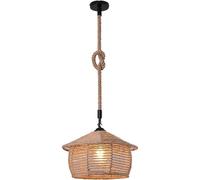 Lampadario sospeso con corda di canapa E27 portalampada attacco grande rustico [EEK: A]