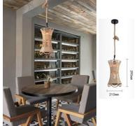 Lampadario sospeso con corda di canapa E27 portalampada cilindro design rustico [EEK: A]