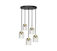Lampadario Sospeso Da Tavolo Ø 45 Cm Ottone Ferro Vetro E27 Regolabile