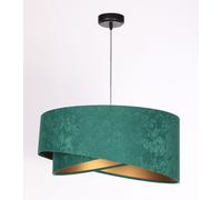 Lampadario Sospeso E27 Rotondo D: 50 Cm Tessuto Verde Oro Regolabile Moderno