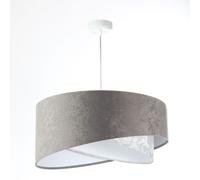 Lampadario Sospeso Grigio Rotondo D: 50 Cm Bianco Tessuto Vellutato E27
