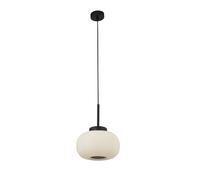 Lampadario Sospeso In Vetro E Metallo Ø 24 Cm H: Max. 1,3 M Nero Bianco E27