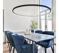 Lampadario Sospeso Lampada Da Camera Anello Nero Opale LED D 60 Cm