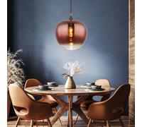 Lampadario Sospeso Lampada Da Pranzo Nera Cromo E27 Vetro Rame Trasparente [EEK: Inaditato]