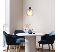 Lampadario Sospeso Lampada Da Pranzo Nero Opaco Opale Vetro Fumé E27 Cucina [EEK: Inaditato]