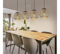 Lampadario Sospeso Lampada Da Tavolo 4X LED E27 Bambù Lampada Da Cucina L 100 Cm [EEK: E]