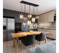 Lampada Pendente Luce Tavolo da Pranzo Vetro Amber Ottone 8 Luci Alteyya 120 CM [EEK: Non valutato]
