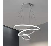 Lampadario sospeso led 48w cerchi pendente con anelli bianco stile moderno per camera salotto (Luce calda)
