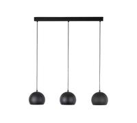 Lampadario Sospeso Nero 81Cm Lungo H: Max. 125Cm 3-Fiamma E27 Tavolo Da Pranzo