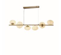 Lampadario Sospeso Per Tavolo B: 100 Cm Ottone Bianco Vetro Metallo Regolabile
