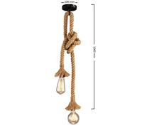 Lampadario sospeso portalampada E27 con corda di canapa design country rustico [EEK: A+]