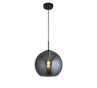 Lampadario Sospeso Sfera Ø 30 Cm Grigio Fumo E27 Vetro Metallo Design Retro