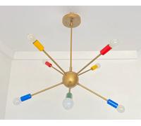Lampadario Sputnik Classy In Ottone A 8 Braccia Multicolore Del Mid Century
