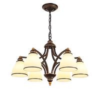 Lampadario Sputnik, E27, Lampada a Sospensione in Ferro battuto, Stile retrò, Semplice, mediterraneo, Pastorale, per Soggiorno, Camera da Letto, Sala da Pranzo (A, 6 luci)