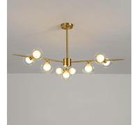 Lampadario Sputnik in Ottone a 9 luci Regolabile, Stile Vintage, con Luce sferica Classica, da Appendere in Cucina, Soggiorno, corridoio - Rame a 6 luci