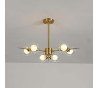 Lampadario Sputnik in Ottone a 9 luci Regolabile, Stile Vintage, con Luce sferica Classica, da Appendere in Cucina, Soggiorno, corridoio - Rame a 6 luci