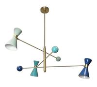 Lampadario Sputnik In Ottone Con 3 Bracci Stile Stilnovo