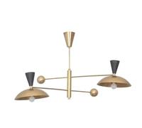 Lampadario Sputnik In Ottone Grezzo Con 2 Paralumi Dome Esclusivo